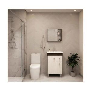 Conjunto Gabinete para Banheiro c/Pés Bourbon/Bianco GAAM