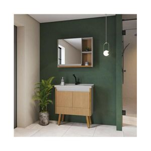 Conjunto Gabinete Volga 80cm Fendi/Madeira GAAM