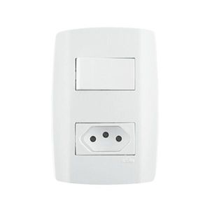 Interruptor Simples + Tomada Slim 4x2 10A Branco ILUMI