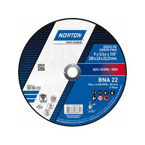 Disco de Corte Inox 9x5/64x7/8 NORTON