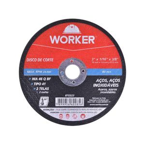 Disco de Corte para Inox 3"x1/16"x3/8" WORKER