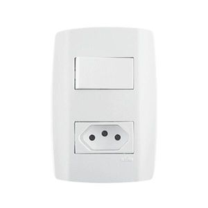 Interruptor Paralelo + Tomada Slim 4x2 10A Branco ILUMI