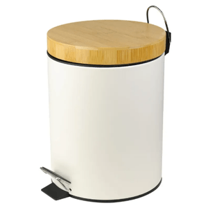 Lixeira de Metal c/ Pedal 5L Bambu Preto KALA