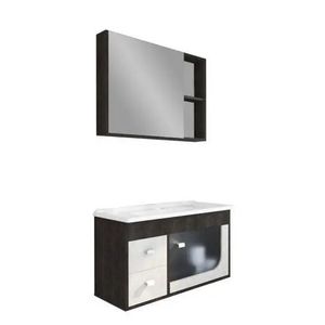 Conjunto Gabinete Berlim 80CM Bournon/Bianco Suspenso GAAM