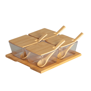 Kit Porta Condimentos Bambu 4 Peças PARAMOUNT