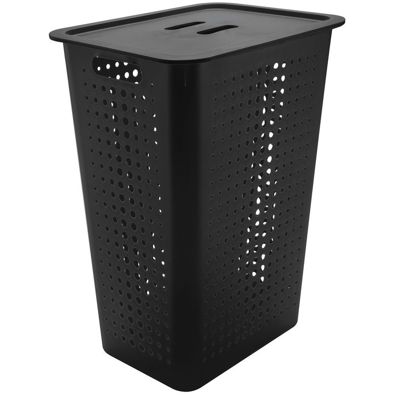 Cesto de Roupa 47L Fechado Preto SEM MARCA