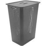 Cesto de Roupa 47L Com Tampa Chumbo FECHADO C/ TAMPA