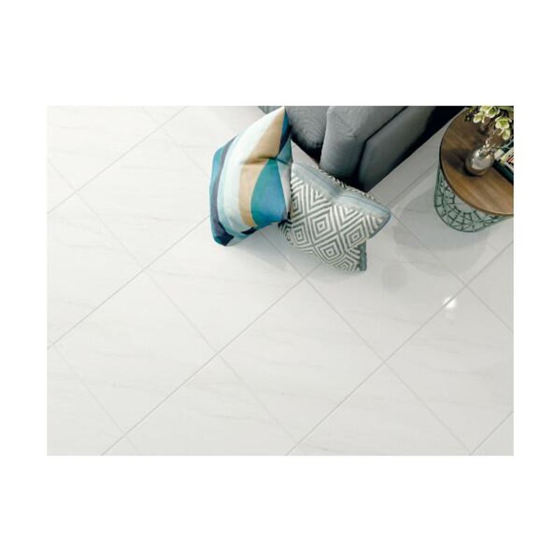 Piso Cerâmico Brilhoso 57x57cm Pedra Bianco LEF