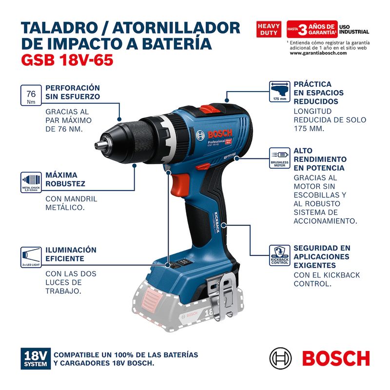 Furadeira Parafusadeira Impacto GSB18V65 B 2 Baterias 18V BOSCH