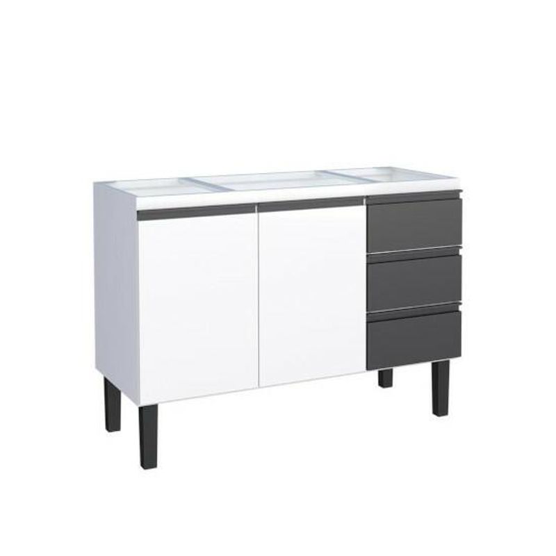 Gabinete de Aço Netuno 1,20M Branco/Preto COZIMAX
