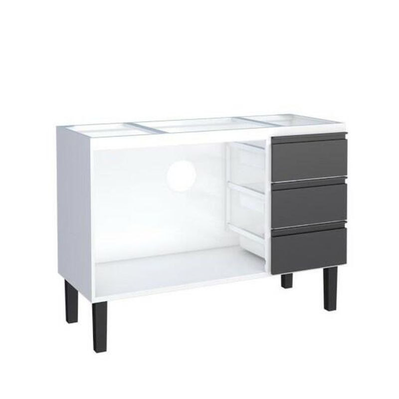 Gabinete de Aço Netuno 1,20M Branco/Preto COZIMAX