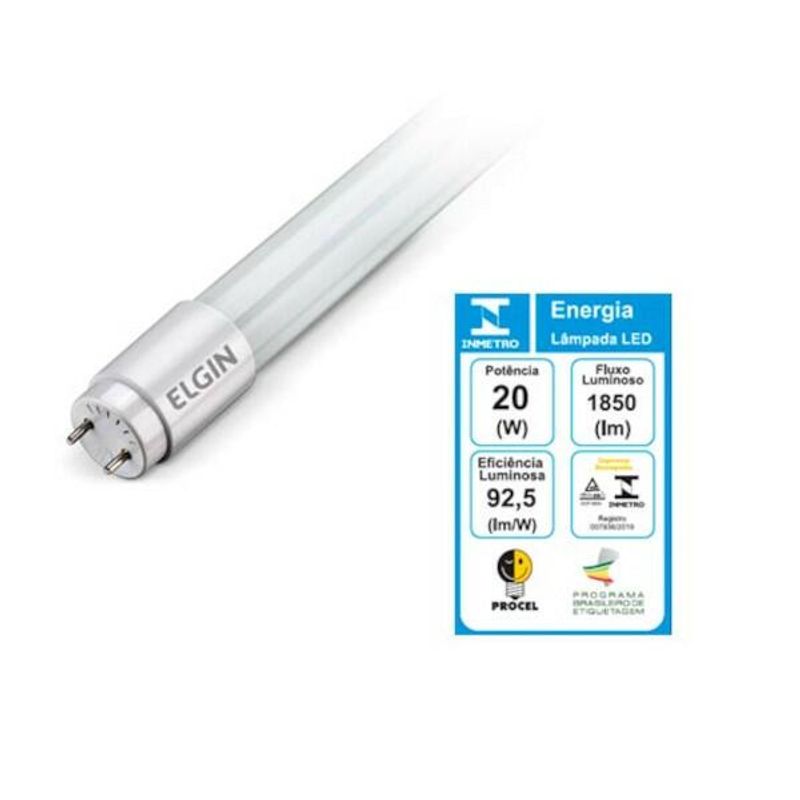Lâmpada Led Tubular 20W 6500K Bivolt Branco ELGIN