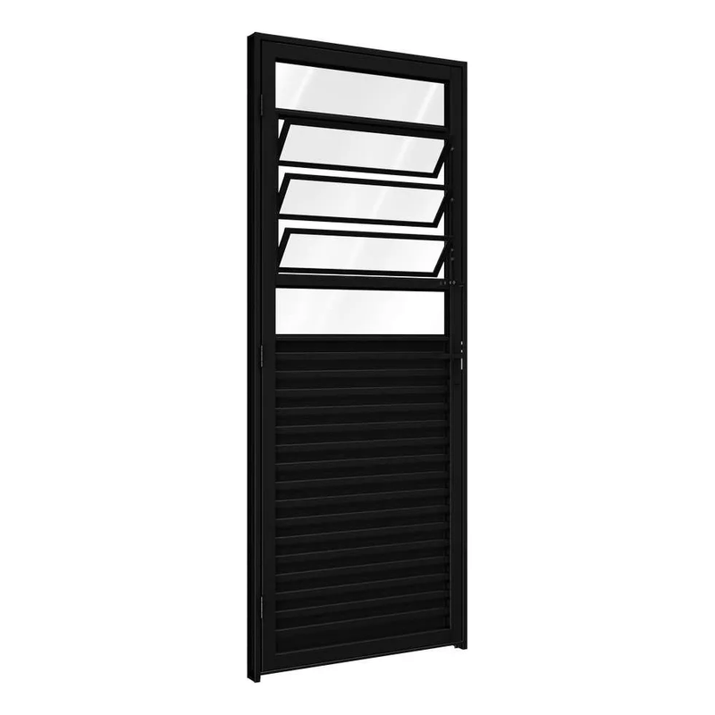 Porta Abrir com Basculante 215X85X6,5 Direita Riob Alum Preto ULLIAN