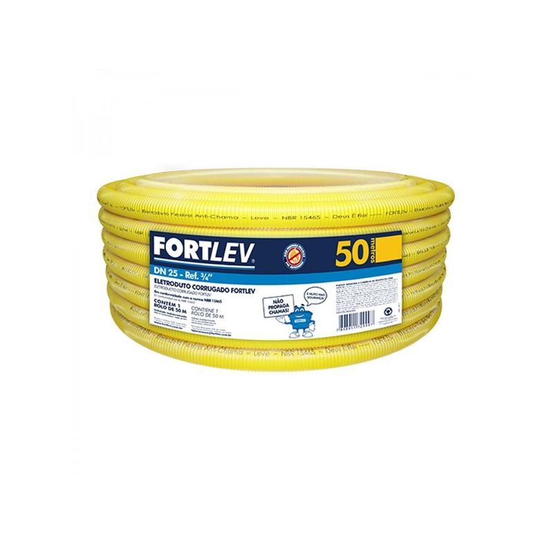 Eletroduto Corrugado 25mm Rolo 50m FORTLEV