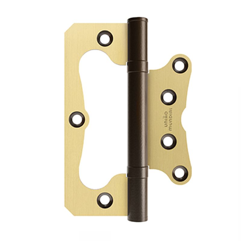 Dobradiça Aço Sobrepor 4" 3 Peças Latonado Oxidado UNIAO MUNDIAL