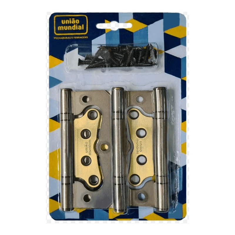 Dobradiça Aço Sobrepor 4" 3 Peças Latonado Oxidado UNIAO MUNDIAL